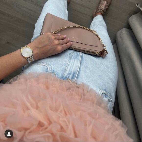 NWT Zara Pink Tulle Strapless Ruffle Crop Top XS Blogger Favorite Party Tube Top - Picture 3 of 9